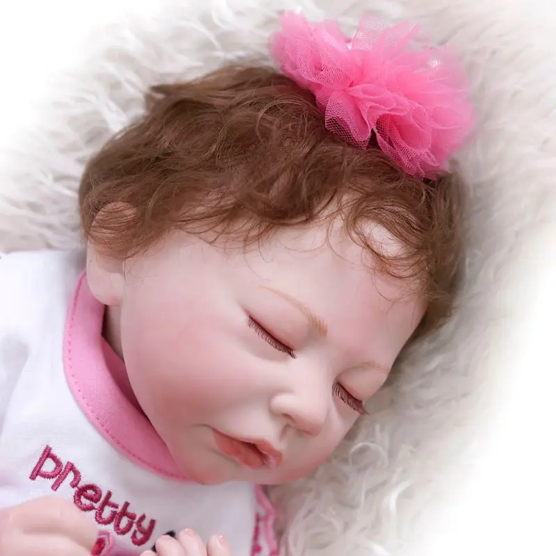 

48cm Realistic Doll Toddler Babies Sleeping Curly Hair Girl Play Toy Christmas G88E
