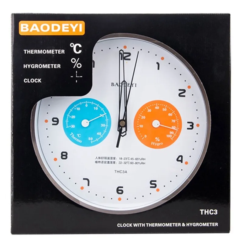10 дюймов Сайлент металлические настенные часы WithThermometer гигрометром декоративные