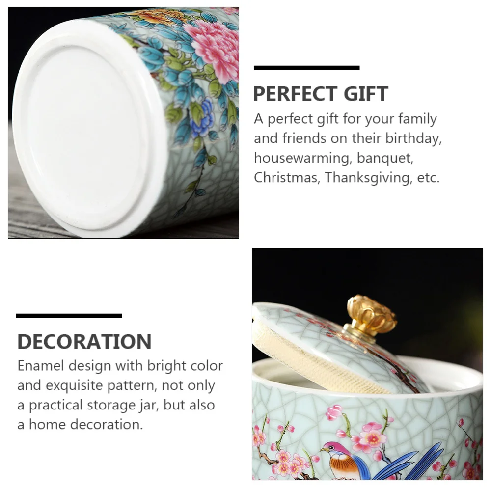 

1Pc Ceramic Tea Canister Sealed Storage Tank Food Storage Container Holder