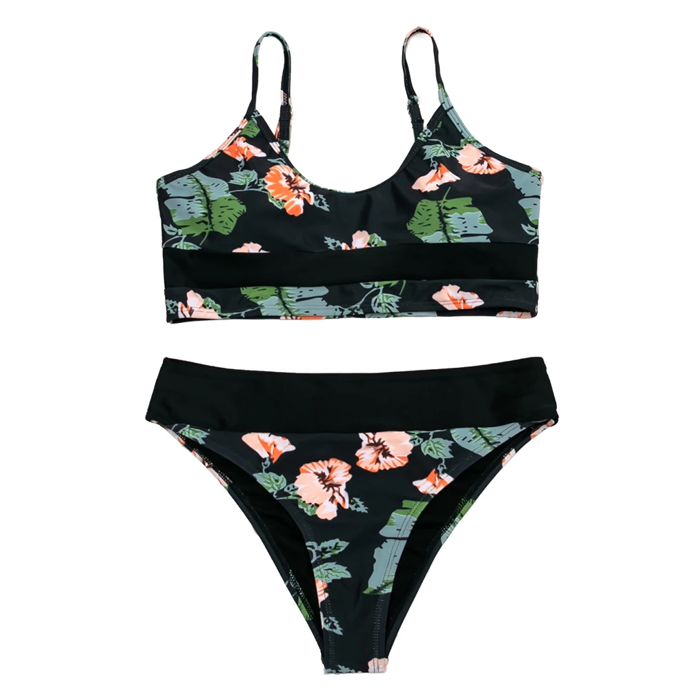 

2021 Бикини бандо, бразильский купальник с пуш-ап, женское бикини со складками, сексуальный купальник с принтом, женские бандажные комплекты б...