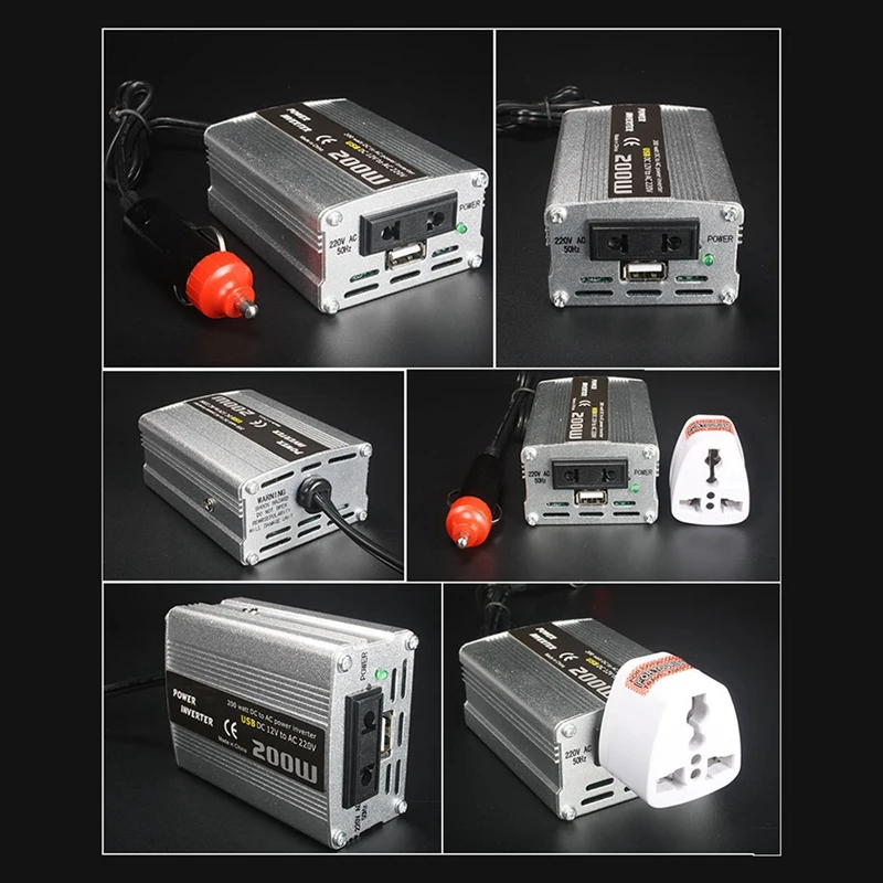 200W автомобильный инвертор питания Dc 12V в Ac 220V конвертер адаптер зарядного
