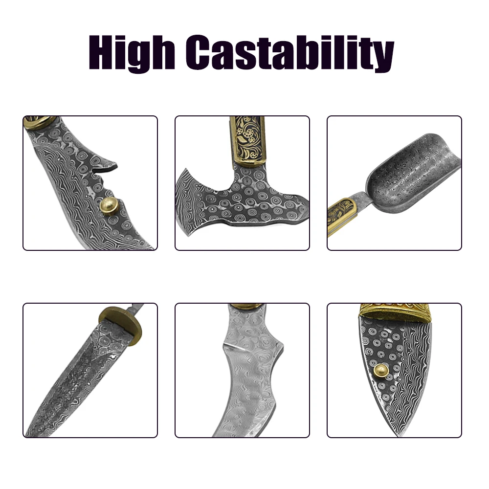 

6 kinds Damascus Steel DIY Cutter Knife Making Material Rose Sandwich Pattern Steel Knife Blade Blank Has Been Heat Treatment