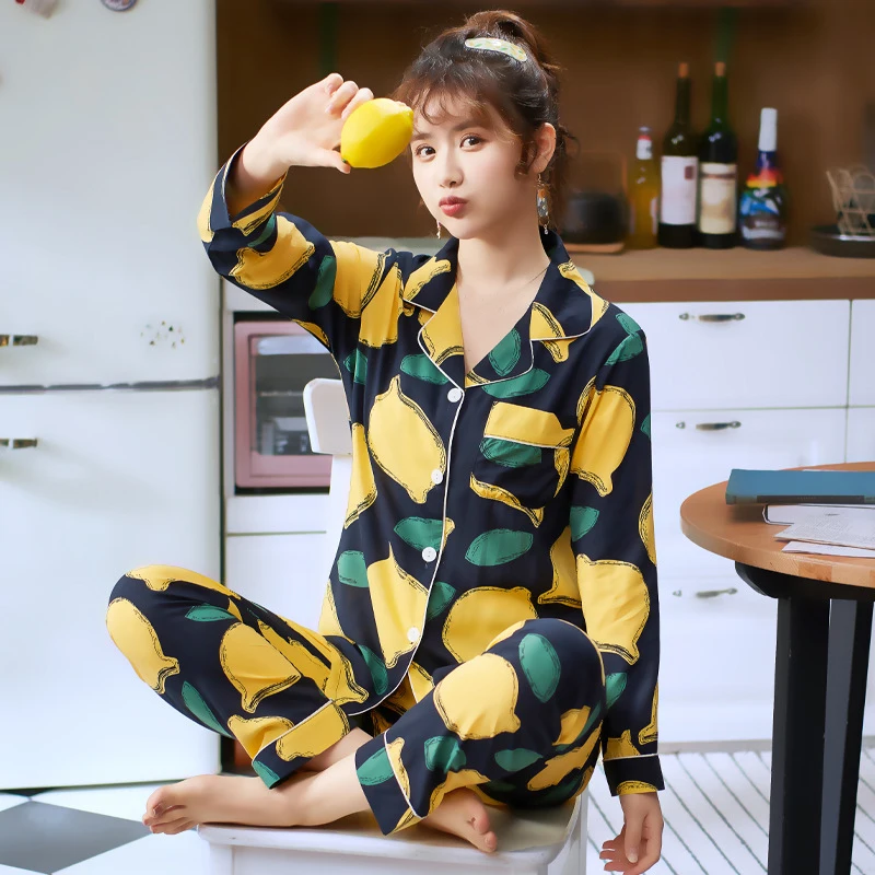 Осенне-зимняя женская пижама из 100% хлопка с длинным рукавом женские пижамные