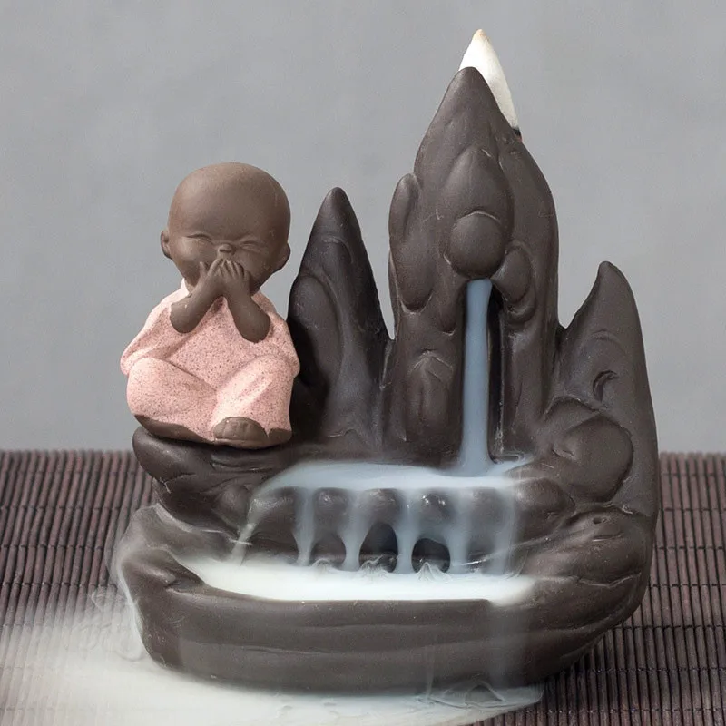 A Керамический маленький монах курильница для благовоний горелка креативная подставка для ароматических палочек домашний декор Маленький Будда ладан водопад курильница - Цвет: A