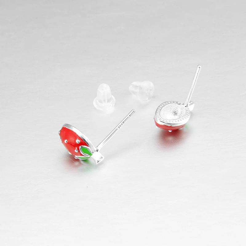 Горячая Распродажа серьги с красной эмалью и клубникой из стерлингового серебра