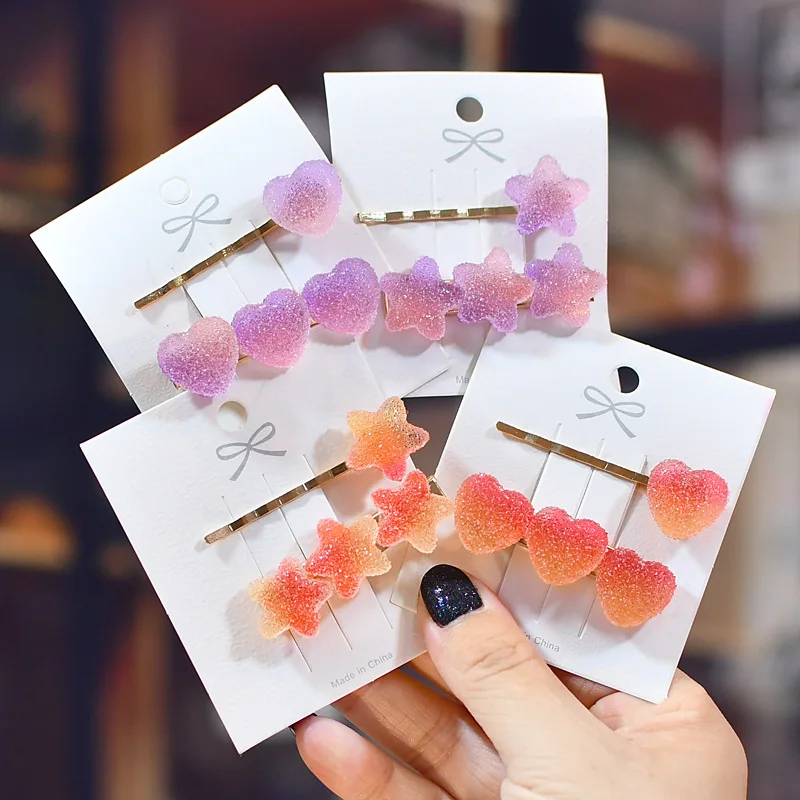 2 шт./компл. летняя заколка для волос милых девушек блестящие заколки со звездой и