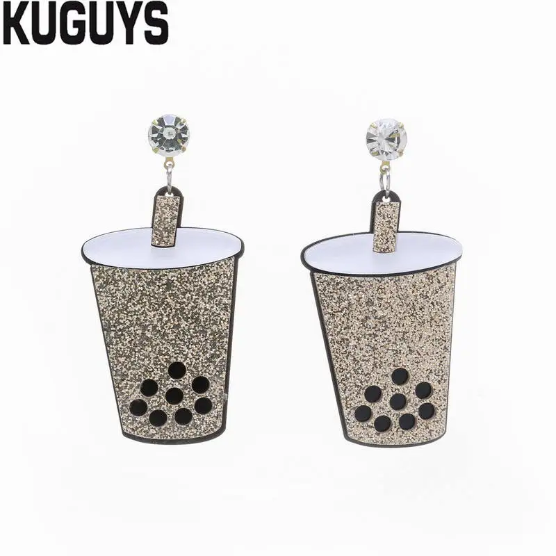 EARRING KUGUYS милые летние сережки-палочки для мороженого для женщин, блестящие акриловые длинные серьги-капли, модные ювелирные изделия, трендовые аксессуары - Окраска металла: EARRING