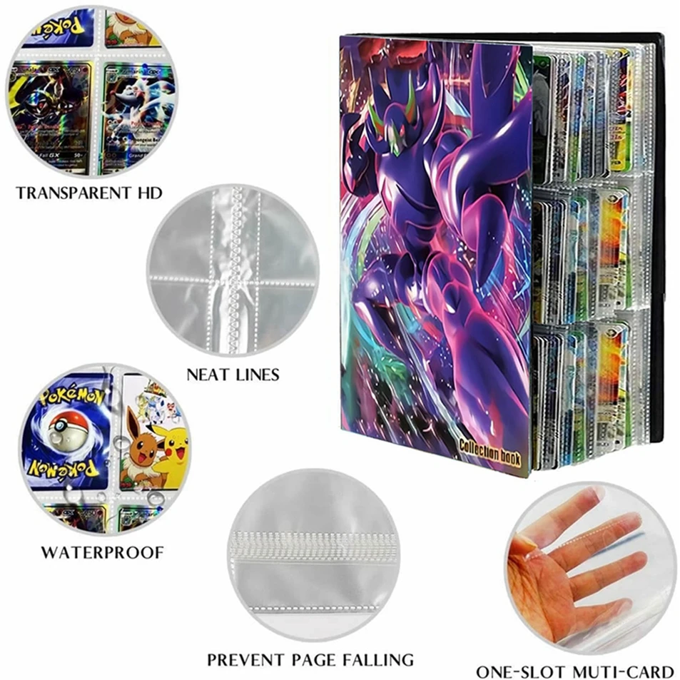 &Aacute;lbum de cartas de Pok&eacute;mon 432 de 9 bolsillos, carpeta de tarjetas VMAX GX, expositor de mapas de Pok&eacute;mon, carpeta de colecci&oacute;n de Juguetes-3