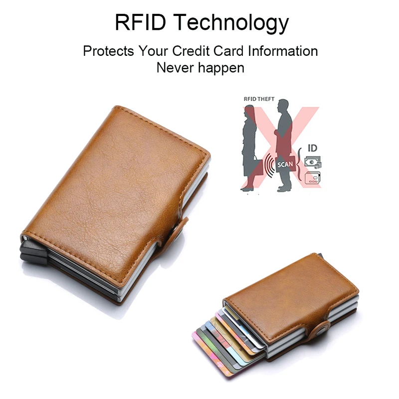 DIENQI Rfid Блокировка Анти-магнитный держатель для карт винтажный бизнес кража кошелек кожаный бренд Кредитная Корзина Держатель металлический кошелек