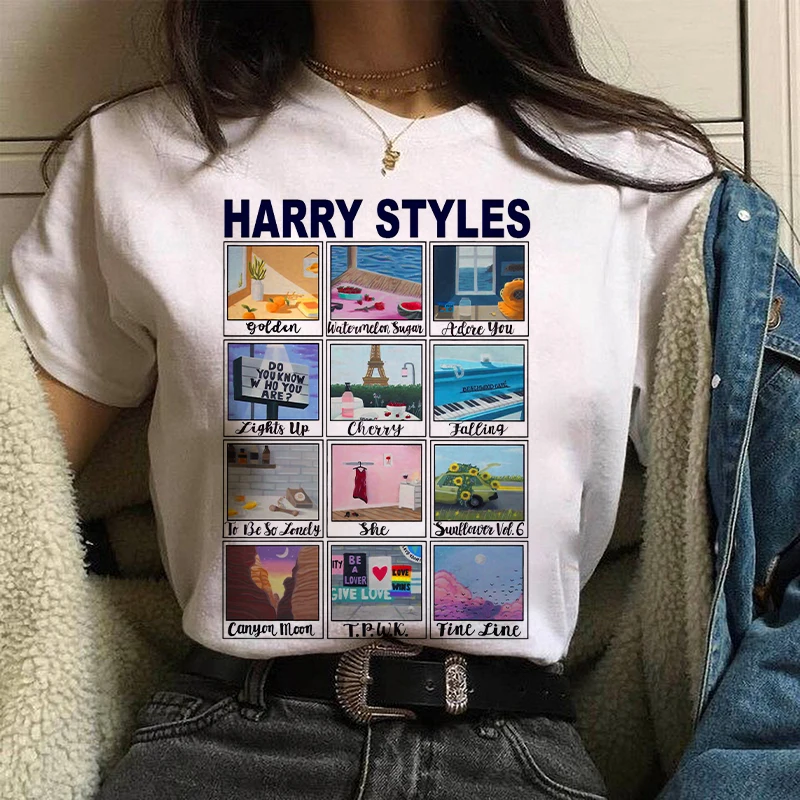

Pink Love On Tour Harry Styles graphic t shirt women Watermelon sugar Top Harajuku TPWK butterfly Tees Korean clothes female Man