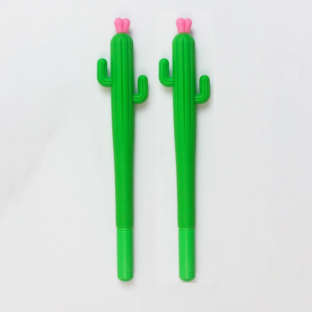 

2Pcs Cute Creative Cactus Gel Pens Stationery Office School Supplies Gift Gel Pen 0.38mm Black Ink Kawaii Stationery Pens Cute