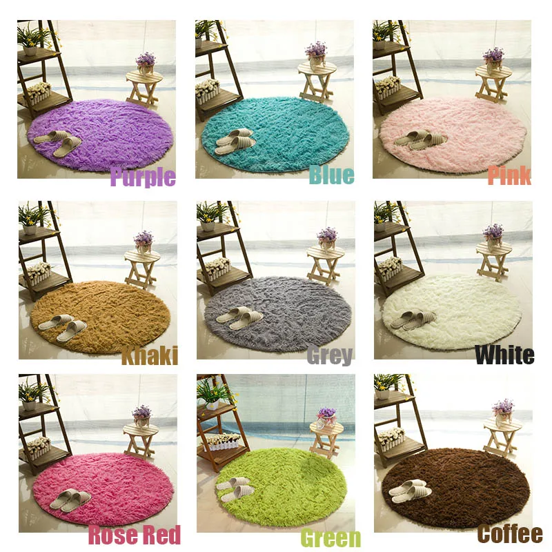 

Fluffy Round Rug Carpets for Living Room Kilim Faux Fur Carpet Kids Room Long Plush rugs for bedroom Shaggy Area Rug White