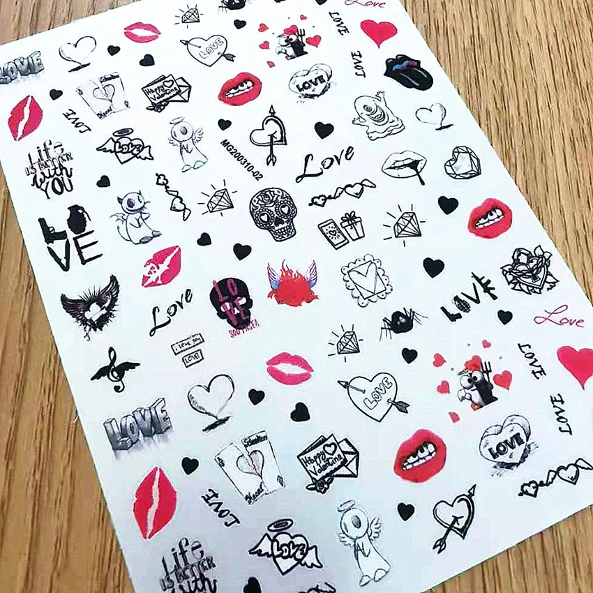 

Newest Valentine Red Heart Pattern 3D Back Glue Decal Manicure Decoration Accessory Nail Art Stickers MG0310-04