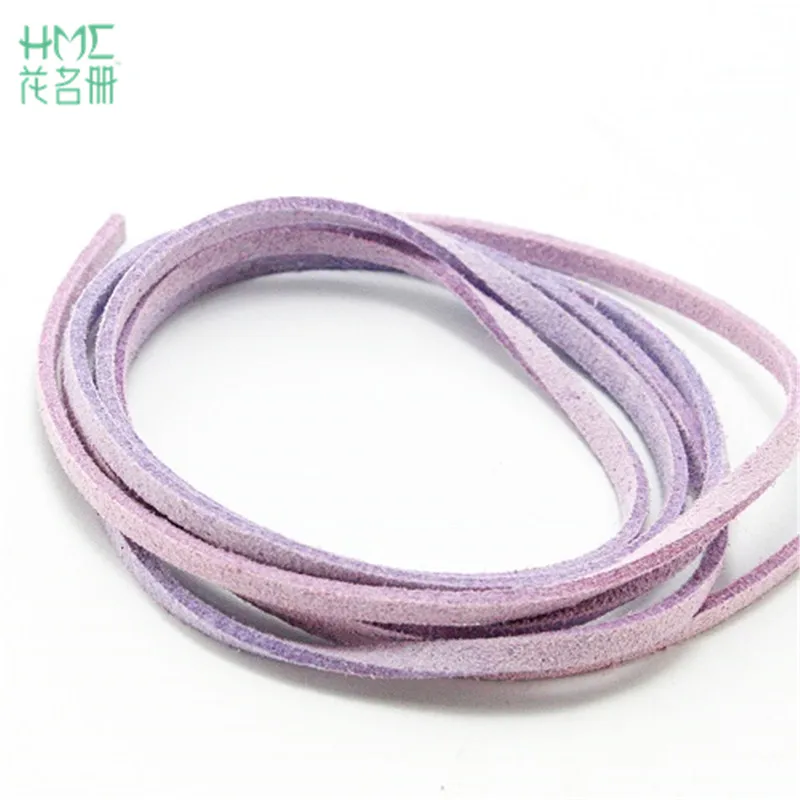 Light Purple Новое поступление 3 мм 1 м/лот 17 цветов плоская Искусственная Замша корейский бархат кожаный шнур DIY для браслета аксессуары для ювелирных изделий - Цвет: Light Purple