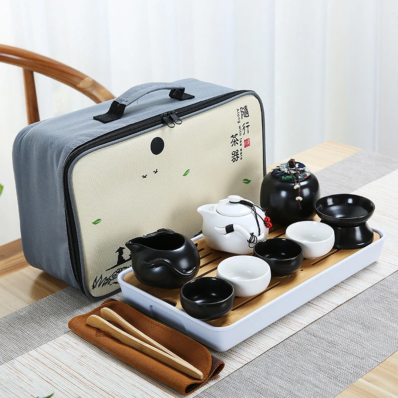 Керамический чайный горшок один с четырьмя чашками уличный дорожный кунг фу