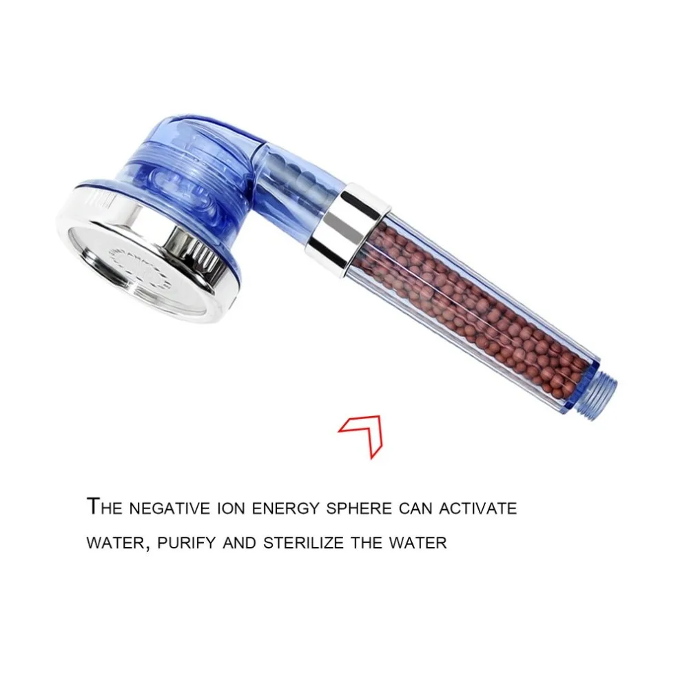 Bathroom High Turbo Pressure Shower Head Powerful Three Gears Water Saving Negative Ion Energy Sphere | Обустройство дома