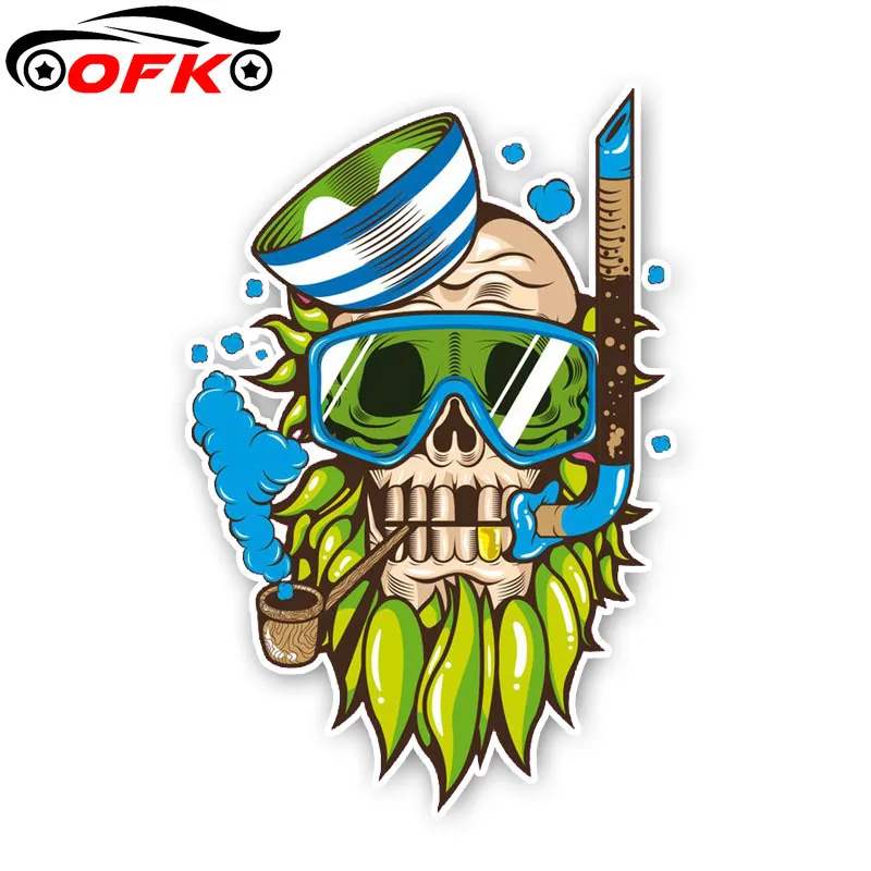 

Funny Pipe Diving Skull Head Car Window Body Car Sticker Decal 15.2CM*10CM