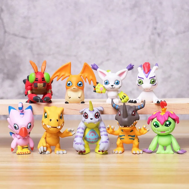 

9pcs Digmon Adventure Figures Greymon Agumon Gabumon Patamon Tailmon Gomamo Digital Animals Car Decoration Ornaments Toys Model