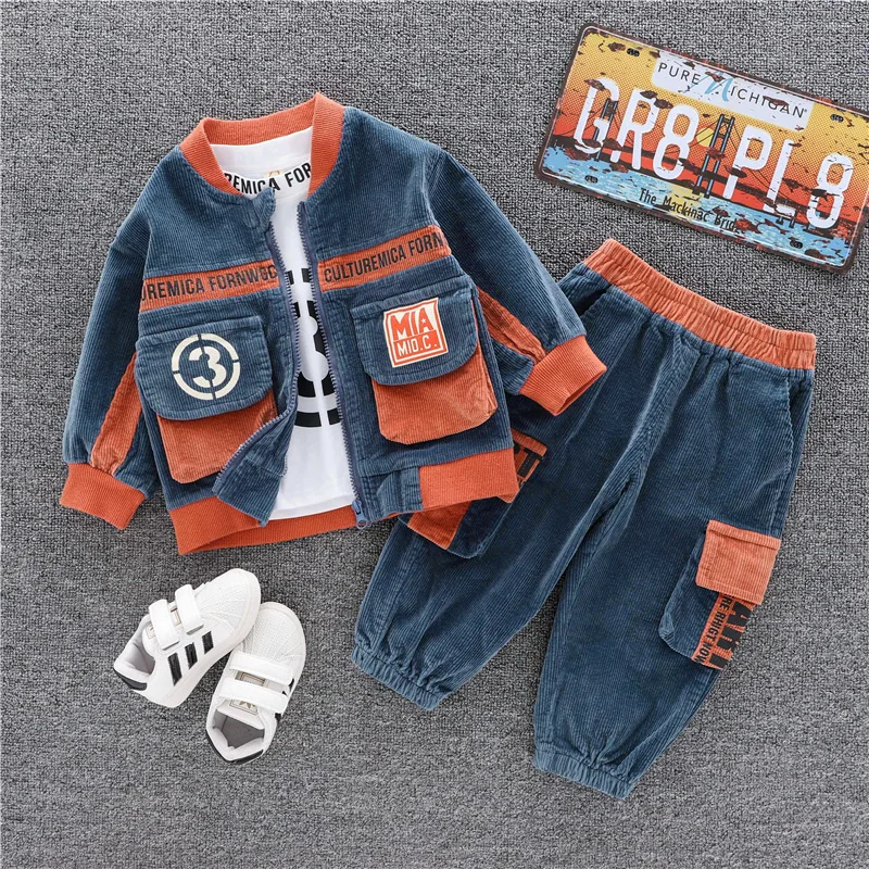 

2021 girls' suits, children's neutral digital corduroy children's clothing, children's new two-piece sports children's clothing