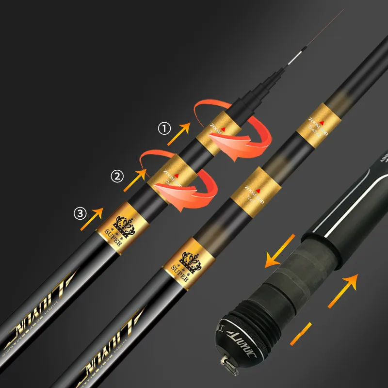 3.6M - 7.2M Stream Rod Carbon Fiber Positioning Fsihing Olta Short Sections Hand Pole De Pesca Fishing Gear enlarge