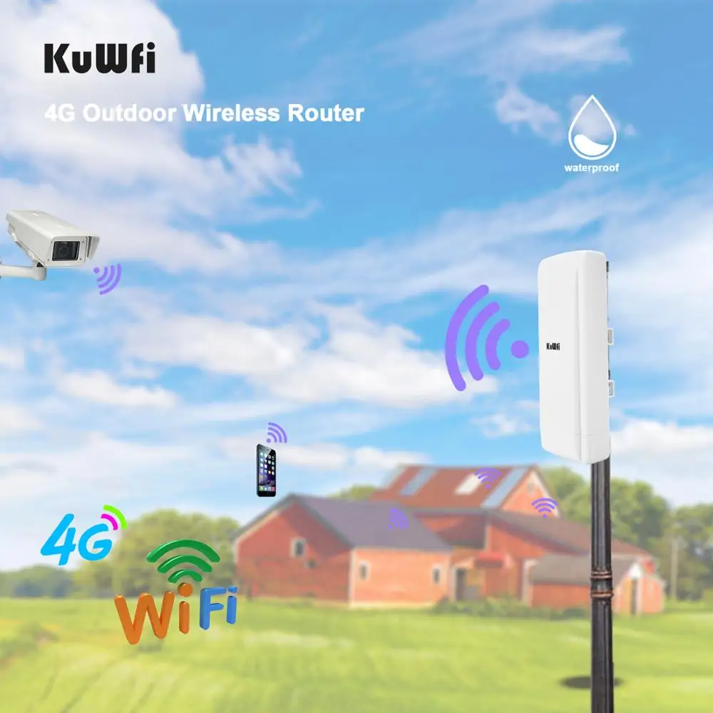 Уличный роутер KuWFi 4G LTE CPE 150 Мбит/с беспроводной CPE/мостовой/шлюз/WISP со слотом для sim