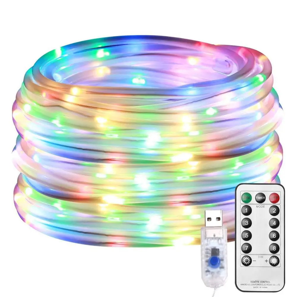 

LED Tube Strip lights 8 Play Modes Remote Control USB Garland Outdoor Indoor DIY Decoration Christmas Wedding Garden Tree Lights