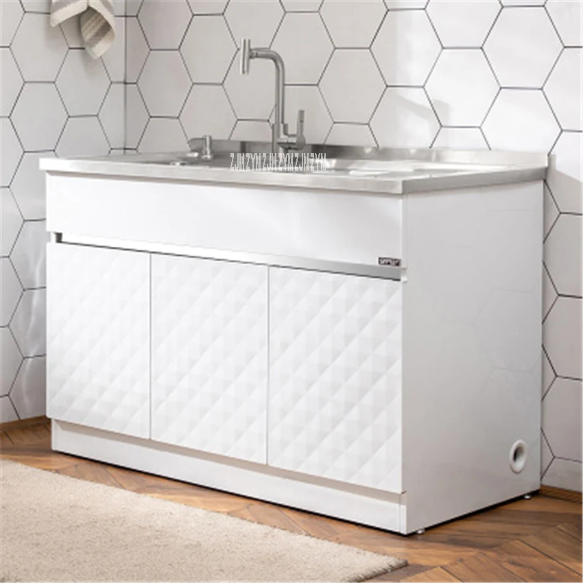 G120 white emboss G110/G120 умывальник комбинированный шкаф с умывальником маленький семейный тип Прачечная бассейн Балкон Ванная комната шкаф из нержавеющей стали - Цвет: G120 white emboss