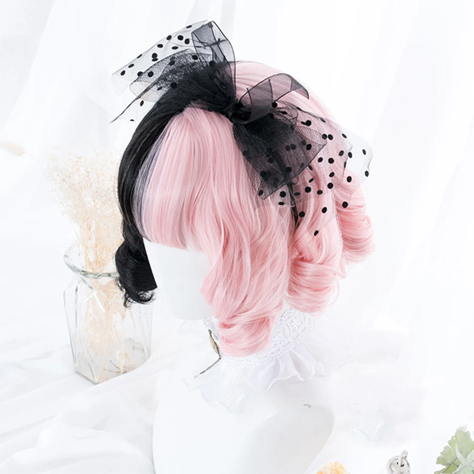 SHANGKE Synthetic Pink Black Blonde White Lolita Long Wig With Bangs Genshin Impact Cosplay Water Wave Wigs For Women