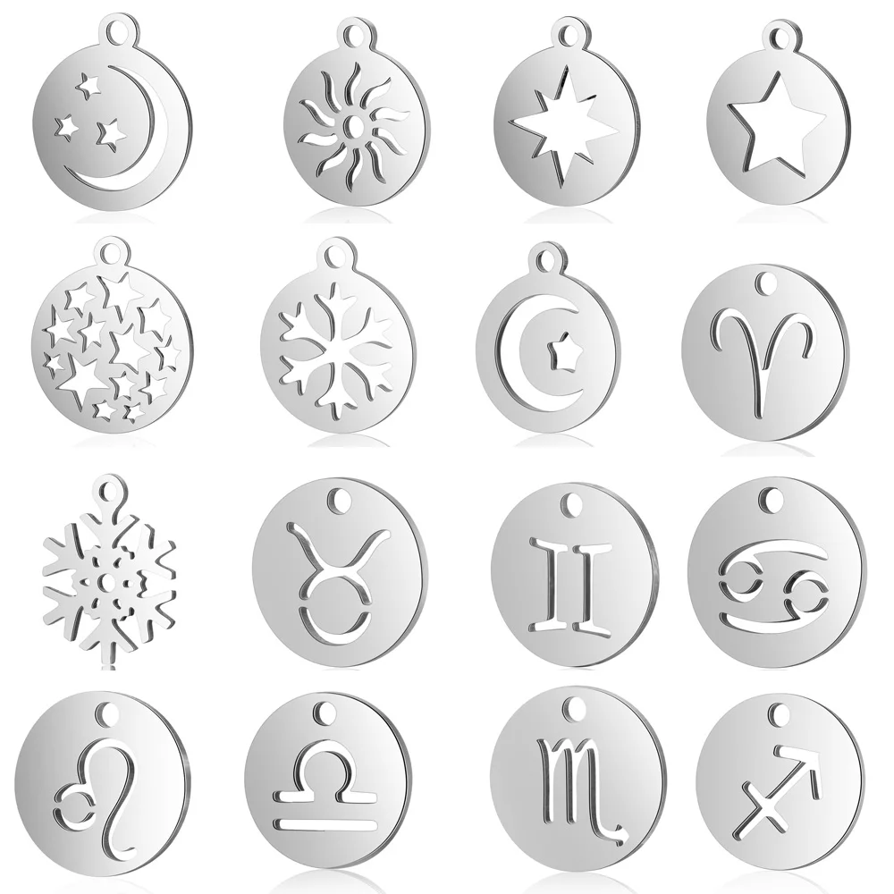 10 шт./лот подвески Sun Star DIY из 100% нержавеющей стали подвеска в виде снежинок и Луны