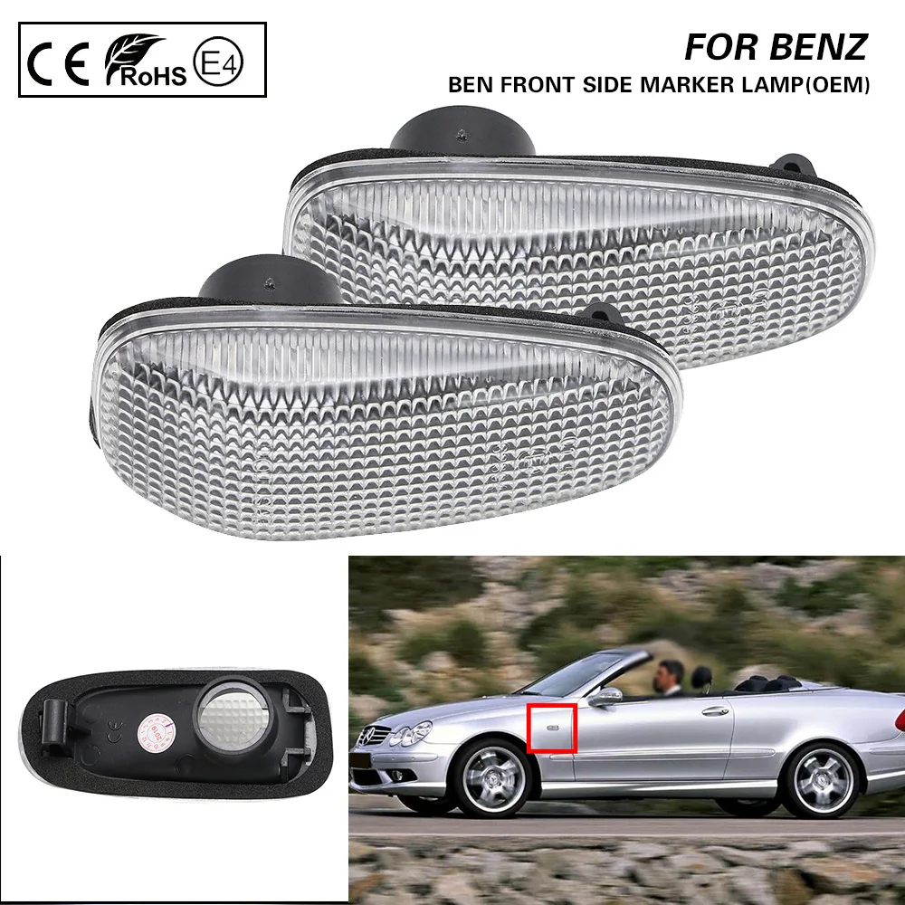 

2PCS Front Clear OE Side Marker Light For Benz Mercedes E-Class C-Class W202 CLK-Class W208 SLK-Class R170 Vito Sprinter VW LT