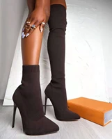 black beige over the knee sexy stretch womens boots stockings fashionable new womens boots