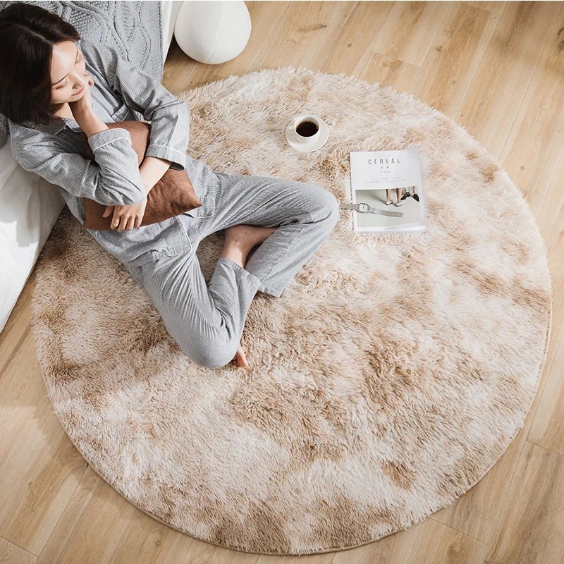 European long hair round living room carpet bay window bedroom bedside mat Gradient color rug personality blanket | Дом и сад