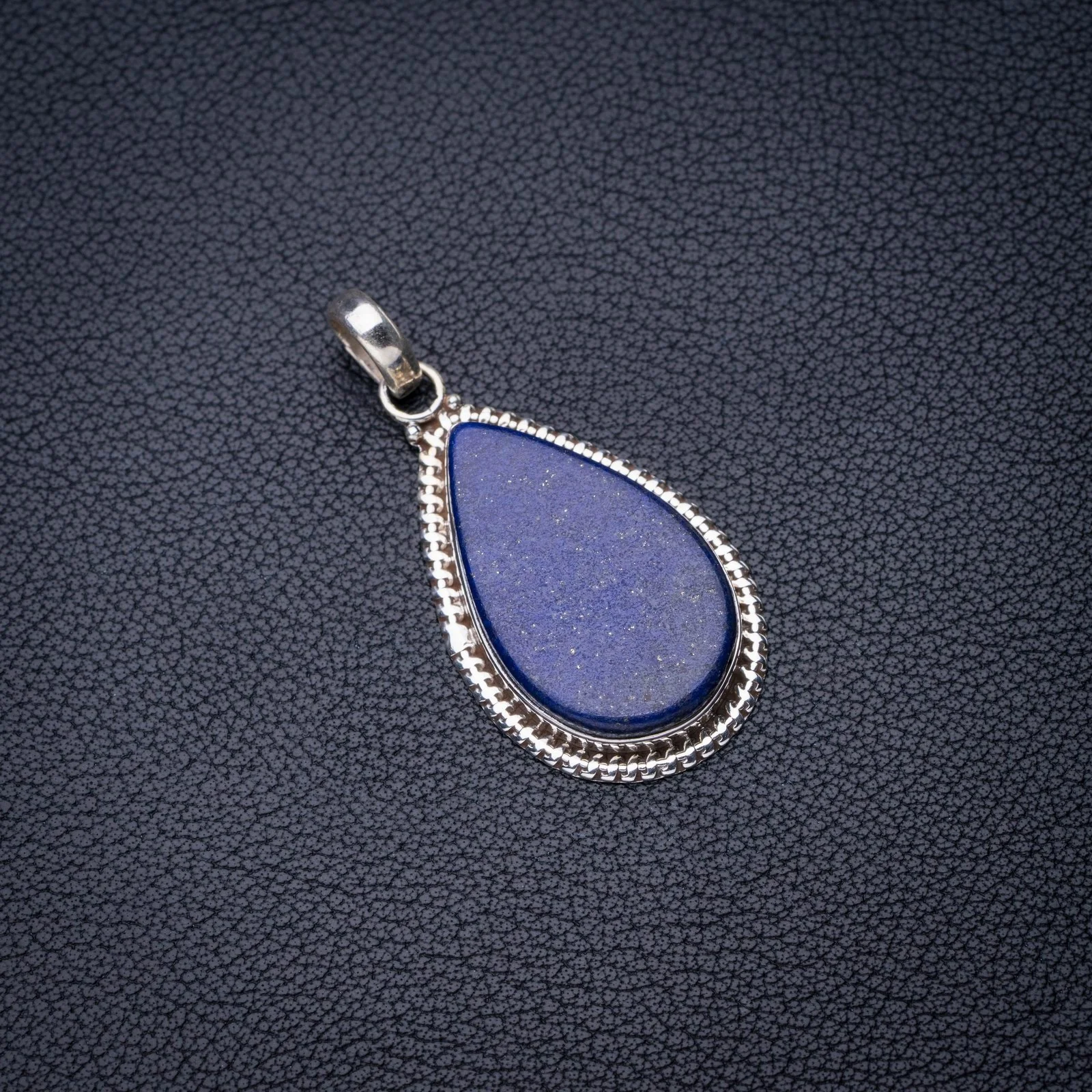 

StarGems Natural Lapis Lazuli Handmade 925 Sterling Silver Pendant 1.75" E4002