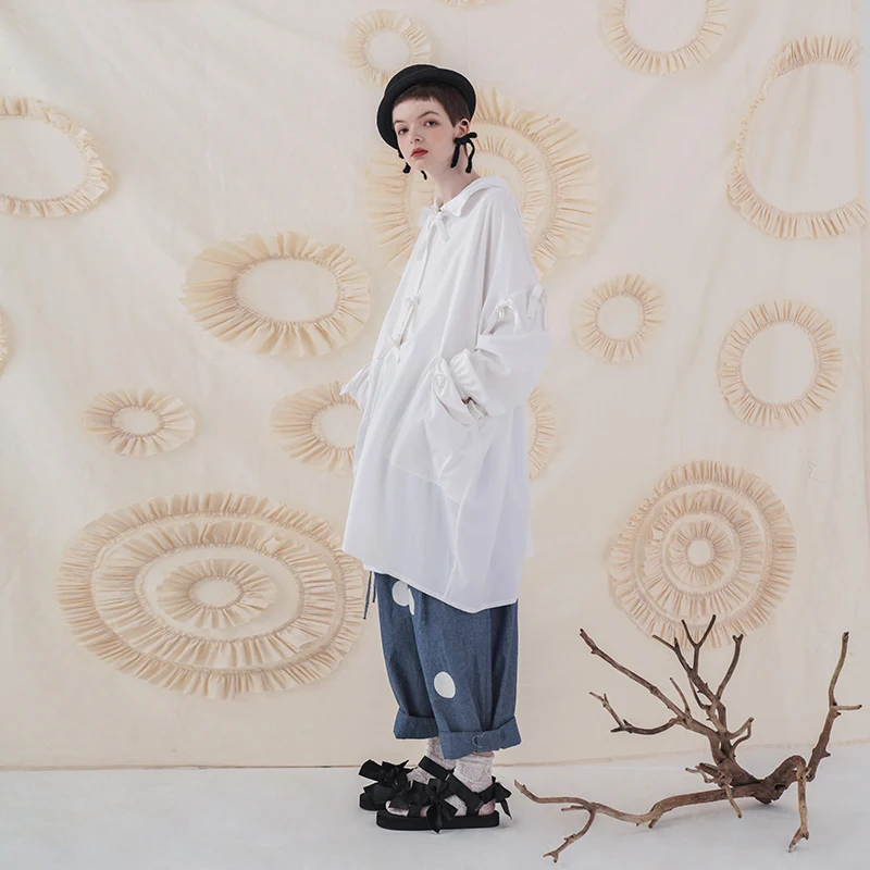 Imakokoni сплошной цвет повязки белая рубашка оригинальный дизайн свободные и