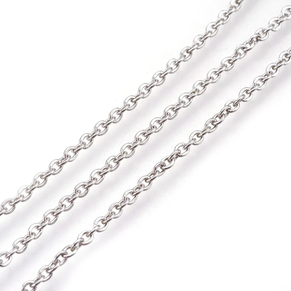 

1 roll 304 Stainless Steel Cable Chains, Soldered, with Spool, Flat Oval, Stainless Steel Color, 2x1.5x0.4mm,