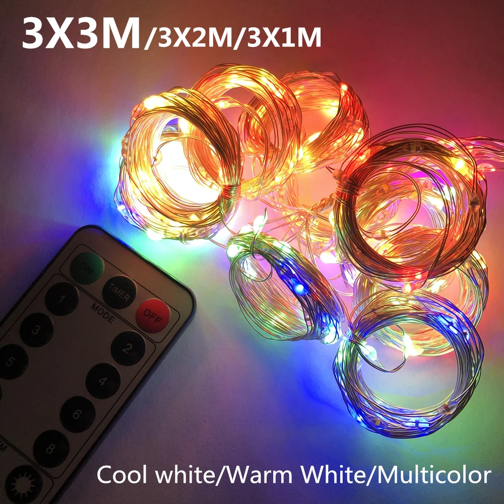 Рождественское украшение светодиодная гирлянда-занавес с дистанционным