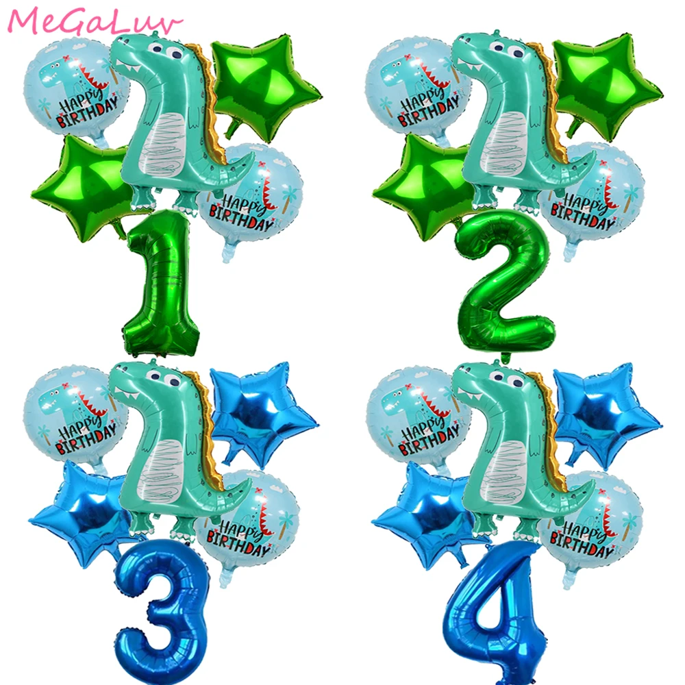 

1set Dinosaur Birthday Balloons 32inch Green Number Foil Balloon Jungle Animal Birthday Party Decorations Kids Toy Baby Shower