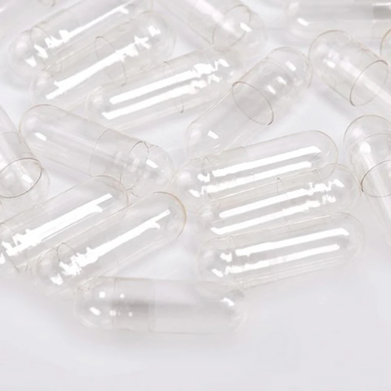 

1000Pcs Transparent Empty Gelatin Capsules Pill Caps Clear Halal Separated Box