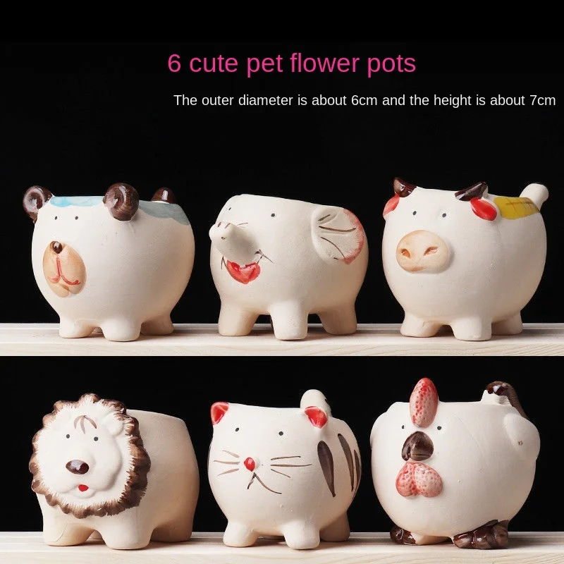 

Succulent Flower Pot Ceramic Animal Breathable Creative Personality Garden Fleshy Plant Small Flower Pot Balcony Decoration