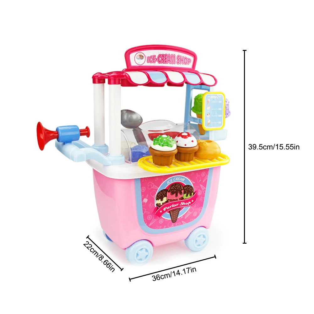 

31pcs Kids Kitchen Toys Girls Role Play Pretend Cook Simulation Ice-Cream Birthday Cake Trolley Set Toy Creative Children Gift