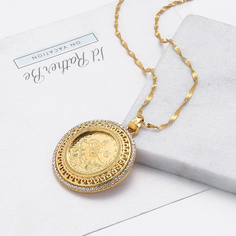 Женский кулон с золотом и кристаллом Allah ожерелья подвески для женщин