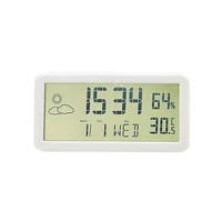 digital desktop clock electronic alarm clocks for bedroom home decor lcd screen with calendar temperature humidity and weather d