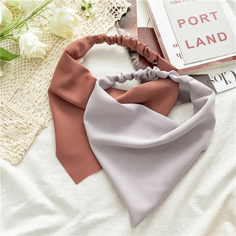 

Solid Color Scrunchies Hair Scarf Headband Elastic Hair Band Cute Turban Headwrap Headbands Women Hair Accessories New 2021