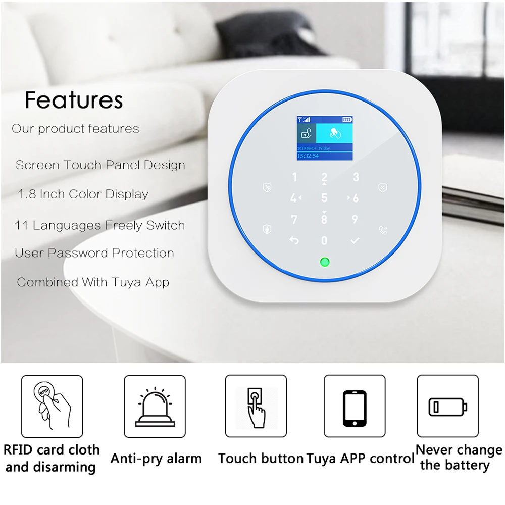 ZONCENT G12 Домашняя охранная сигнализация комплект Tuya Wi-Fi GSM поддержка приложений