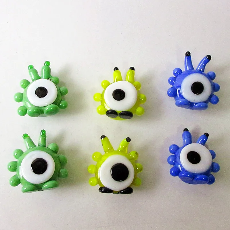 

6pcs Custom Japanese style murano Glass Little monster Figurine Ornament lovely Cartoon Animals Alien statue Handmade Home Decor