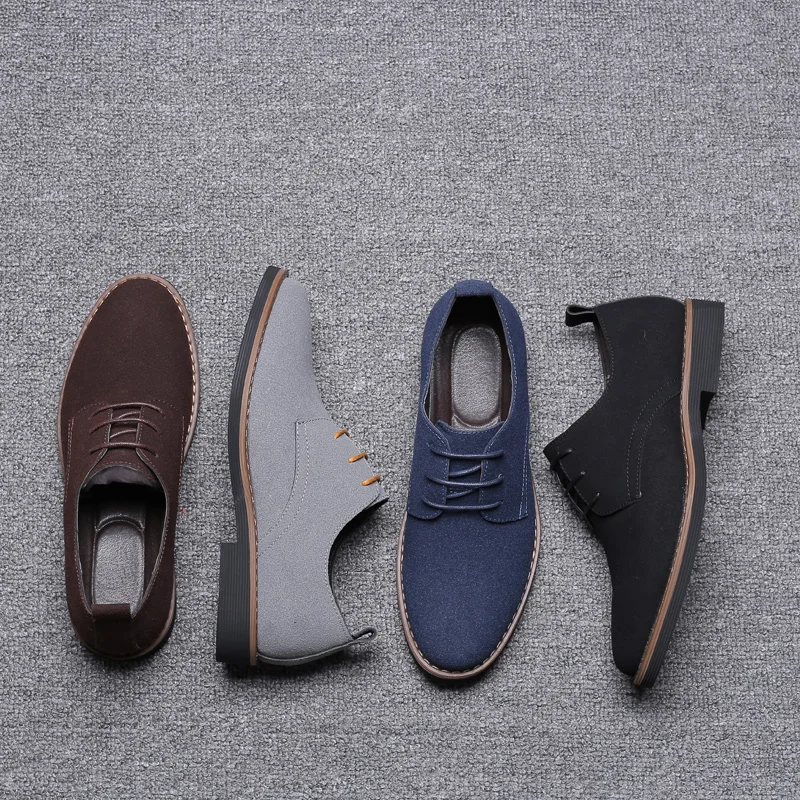 

2020 High Quality Suede Leather Soft Shoes Men Loafers Oxfords Casual Male Formal Shoes Spring Lace-Up Style Men's Shoes