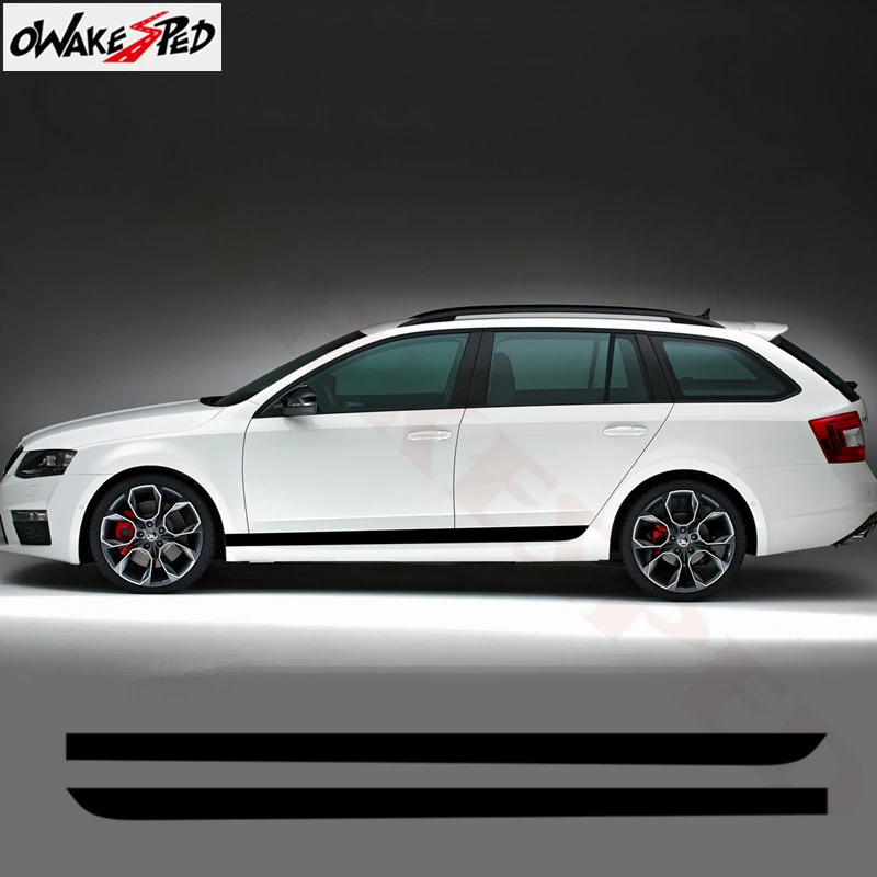 

Carreras deporte largo a rayas estilo de puerta de coche falda lateral decoracion pegatinas vinilo para Skoda Octavia 2013-2019