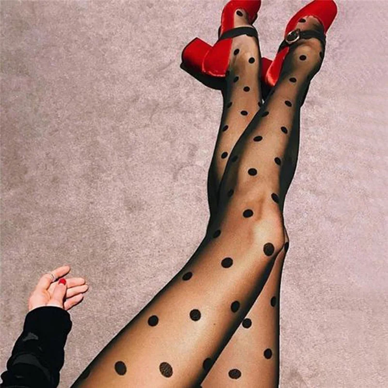 

2 pairs Female Stocking Transparent Silk Tights Japan Style Dot Patterned Women Pantyhose Sexy Tights