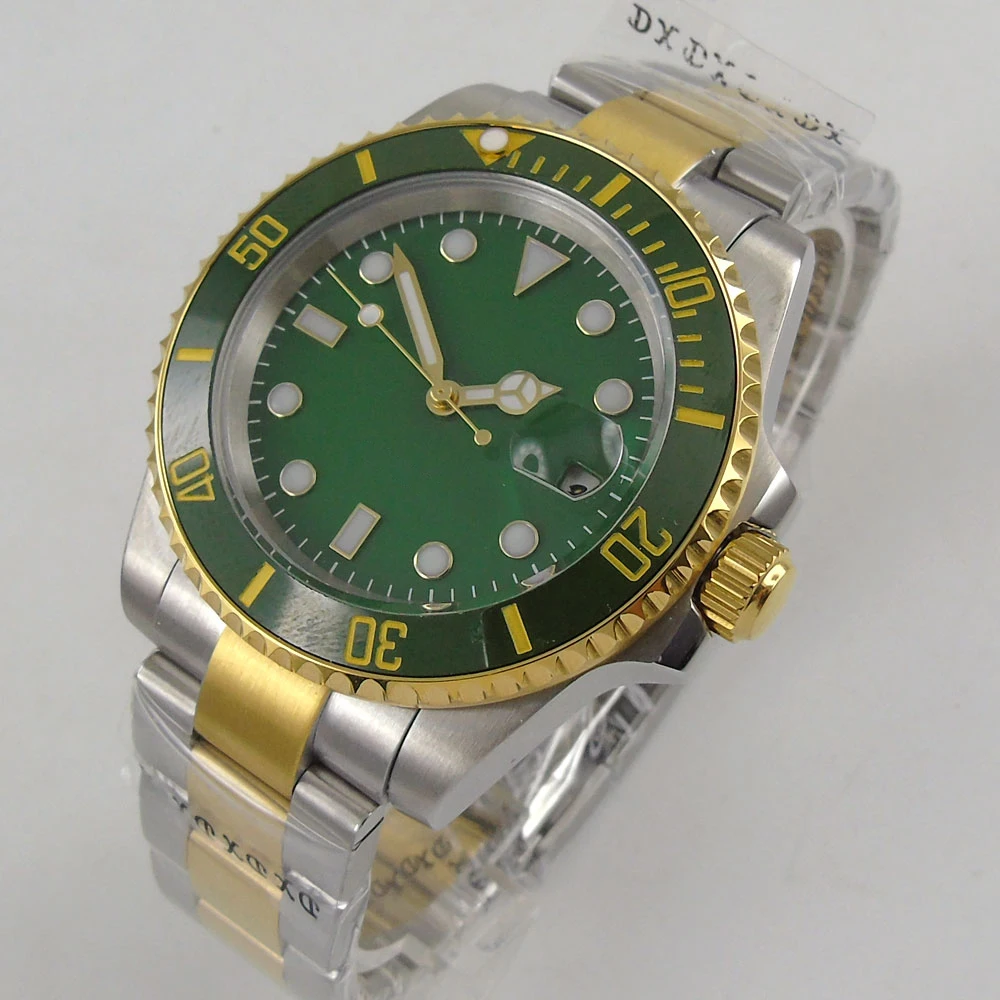 

Top brand New Hot 40mm Green Dial Sapphire Glass luminous marks ceramic bezel nh35 Automatic Movement men's watch