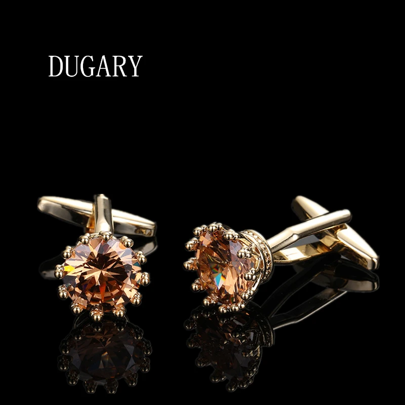 

DUGARY Luxury shirt cufflinks for men's Brand cuff buttons cuff links gemelos round crystal wedding abotoaduras Jewelry